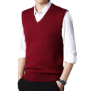 Men's Sleeveless Sweater Vest Cotton and Wool Plain Vest with V-Neck Elegant Modern Men's Vest Multiple Colours 9