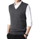 Men's Sleeveless Sweater Vest Cotton and Wool Plain Vest with V-Neck Elegant Modern Men's Vest Multiple Colours 14