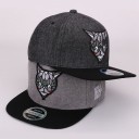 Men's Snapback Cap with Geometric Animal Head Embroidery Flat Peak Cotton Melange Fabric Head Circumference 56 to 60 cm 7