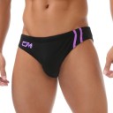 Men's Solid Colour Swim Briefs with Stripes Nylon Spandex Fitted Cut Elastic Waist Swimwear for Beach Pool with Print cm 6