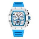 Men's Sports Quartz Watch ONOLA Skeleton with Date and Luminous Hands Water Resistant 30 m Case 45 x 51 mm Silicone Strap For Sports 10