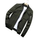Men's Spring Bomber Jacket with Elastic Cuffs Stylish Lightweight Transitional Jacket with Zip Modern Jacket with Pockets for Everyday Wear 5