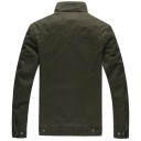 Men's Spring Jacket with Patches Stylish Lightweight Zip Jacket with Pockets Cotton Casual Jacket with Collar Military Jacket for Leisure 6