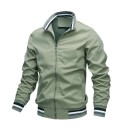 Men's Spring Zip Jacket with Elastic Cuffs and Collar Lightweight Transitional Jacket with Pockets Sports Urban Jacket for Leisure 3