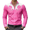 Men's Stretch Western Shirt with Long Sleeves, Contrast Yoke, Star Pattern on the Chest, Classic Collar and Button Cuffs 8