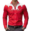Men's Stretch Western Shirt with Long Sleeves, Contrast Yoke, Star Pattern on the Chest, Classic Collar and Button Cuffs 7