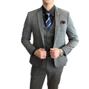 Men's Suit Set in Acetate Elegant Set of Jacket, Waistcoat and Trousers for Men Single-Coloured Formal Ensemble with Pockets and Buttons in Various Colours 8