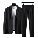Men's Suit Set Jacket and Trousers with Elastic Waistband and Drawstring Polyester Material with Fine Texture for Casual and Formal Wear 1