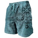 Men's Swim Shorts Polyester Plain Colour Compass Design With Drawstring And Pockets Summer Beach And Pool 1