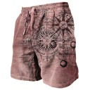 Men's Swim Shorts Polyester Plain Colour Compass Design With Drawstring And Pockets Summer Beach And Pool 2