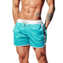 Men's Swim Shorts With Drawstring Plain Colour With Stripes And Writing On The Sides Polyester Quick-Drying Summer Swimwear 4