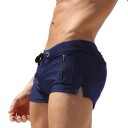 Men's Swimwear Polyester Spandex Plain Coloured With Side Pocket Drawstring Elastic Quick-Drying Comfortable Fit 2