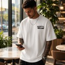 Men's T-shirt with Racing Car Design Featuring Technical Drawing on the Back and Small Print on the Chest with Short Sleeves in a Loose Fit 5