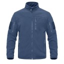 Men's Tactical Outdoor Fleece Jacket with Multiple Zip Pockets Sports Jacket with High Collar Windproof Hiking Clothing 3
