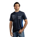 Men's Team T-Shirt with Short Sleeves and Blue Neckline Trim with Striped Side Panels in Dark Blue 2
