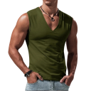 Men's V-Neck Tank Top Plain Polyester Spandex Lightweight Stretch Top for Sports Fitness Leisure Summer 6
