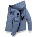 Men's Windproof Sports Jacket with Zip Hood and Spider Design O-Neck with Pockets POLYESTER Various Colours 3