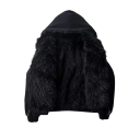 Men's Winter Coat Black Faux Fur Windproof Design Zip Fastening Durable Polyester Warm Winter Coat for Cold Weather 3