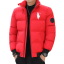 Men's Winter Jacket Windproof Design Zip Fastening Polyester Embroidery on Chest Practical Pockets Warm Comfortable Winter Wear Cold Protection 1