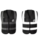 Men's Work Vest with Reflective Stripes and Zip Pockets Black Safety Vest Without Sleeves for Outdoor Work, Construction and Technical Tasks 3