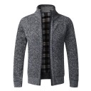 Men's Zip Cardigan with Roll Neck Solid Colour Elegant Sweater for Men Autumn Winter Knitted Jacket Polyester Various Colours 7