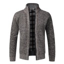 Men's Zip Cardigan with Roll Neck Solid Colour Elegant Sweater for Men Autumn Winter Knitted Jacket Polyester Various Colours 1