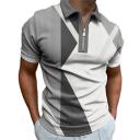 Men's Zip Polo Shirt with V-Neck and Collar Short Sleeve Colourful Patterns Polyester Modern Style for Summer 5