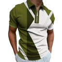 Men's Zip Polo Shirt with V-Neck and Collar Short Sleeve Colourful Patterns Polyester Modern Style for Summer 4
