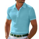 Men's Zip Polo Shirt with V-Neck and Collar Short Sleeve Plain Polyester Classic Modern Style 3