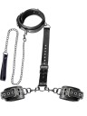 Menottes en cuir pour le cou et le dos avec collier en chaîne, sangle arrière réglable, fermeture à bande, finition luxueuse, emballage discret 1