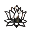 Mensola angolare in legno nera Design moderno a forma di loto Decorazione in legno per interni Stile scandinavo da parete 1