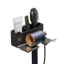 Mensola da bagno a parete per phon 16,5×7×12,5 cm Supporto con foro 5 cm Organizzatore con scomparto per pettine Accessori cosmetici Mensola di stoccaggio 10