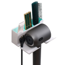 Mensola da bagno a parete per phon 16,5×7×12,5 cm Supporto con foro 5 cm Organizzatore con scomparto per pettine Accessori cosmetici Mensola di stoccaggio 5