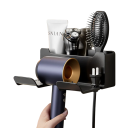 Mensola da bagno a parete per phon 16,5×7×12,5 cm Supporto con foro 5 cm Organizzatore con scomparto per pettine Accessori cosmetici Mensola di stoccaggio 7