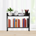 Mensola nera a 2 livelli 44 x 39 x 15,5 cm in acciaio al carbonio con morsetto per il bordo del tavolo Organizzatore metallico per monitor, libri 3