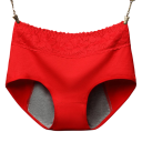 Menstruatieondergoed met hoge taille Kant in de taille Katoen elastaan Effen absorberend ondergoed Herbruikbaar comfortabel ondergoed 8