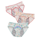 Menstruationsbukser 3 lag bomuld og elastan hvide med blomsterprint undertøj til brug under menstruation sæt 3 stk. 4