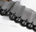 Merletto a rete ricamato con motivo a crocette 7 cm x 91 cm Nastro decorativo in cotone-poliestere per cucire abbigliamento tende tessuti 1