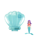 Mermaid in Shell 12.5 × 7.5 × 2.8 cm Transparent Blue or Pink Shell Self-Opening Water Toy Random Colour Doll Bath Time Fun 6