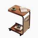 Mesa auxiliar 63 x 40 cm en forma de C con bolsa de almacenamiento lateral Mesa rodante para portátil junto a la cama con tablero inferior y esquinas redondeadas 8