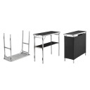 Mesa de bar portátil dobrável com prateleira e bolsa de transporte 97,5 x 38,5 x 87 cm Estrutura em alumínio e tampo em MDF Preto Mesa para feiras 7