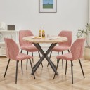 Mesa de comedor redonda 100 x 76,5 cm con cuatro patas cuadradas cruzadas en forma de X Mesa de cocina sin marco debajo de la superficie 11