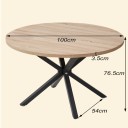 Mesa de comedor redonda 100 x 76,5 cm con cuatro patas cuadradas cruzadas en forma de X Mesa de cocina sin marco debajo de la superficie 17