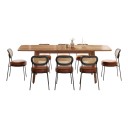 Mesa de jantar extensível para 4–8 pessoas 140–180 x 85 cm Tampo de madeira e madeira maciça Aparência de madeira Castanho mel 5