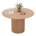 Mesa de jantar redonda com base cilíndrica Lamelada Diâmetro 120 cm Madeira maciça Para 6 pessoas Para a sala de jantar cozinha e sala 1