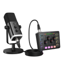 Mesa de mistura de áudio ao vivo para PC com iluminação RGB, alteração de voz, efeitos sonoros, redução de ruído, microfone XLR e interface USB 1