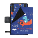 Mesa de viaje para niños en avión 79 x 44 cm Azul con patrón de aviones Mesa plegable de tela Oxford para diversión en los viajes 1