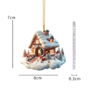 Mesés ólomüveg házikó 8 x 7 cm Karácsonyi függő ablakdekoráció zsinórral a fán a lakás díszítéséhez 2