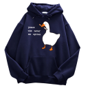 Męska bluza z kapturem i kieszeniami Jednokolorowa bluza z nadrukiem kaczki z nożem i napisem Peace Was Never an Option Stylowy model z poliestru 6