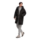 Męska długa zimowa puchowa kurtka z kapturem i wysokim kołnierzem pikowana parka na zamek z patką i dużymi kieszeniami z klapą 10